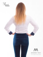 Bílá dámská košile s tečkovaným lemem Slim-Fit VS-DK1610
