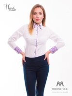 Bílá dámská košile s květinovým límcem Slim-Fit VS-DK161