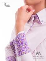 Bílá dámská košile s květinovým límcem Slim-Fit VS-DK161