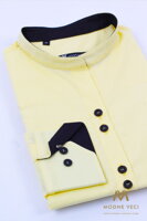 Žlutá košile se stojáčkem pro ženy ve slim fit střihu VS-DK 1733 