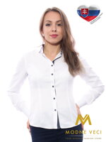 Bílá dámská košile s tečkovaným lemem Slim-Fit VS-DK1610