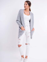 Dámský pletený kardigan oversize JULIETA šedý