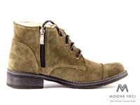 Dámské kožené boty na zimu Kotnik 05 zelená army