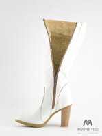 Elegantní kožené kozačky model Ema 08 v bílé barvě
