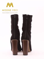 Elegantní černé boty s širokým podpatkem 6049-1 BLACK kozačky jaro / podzim, kotníkové boty, levné boty, dámské kotníkové boty, e obuv, kotníkové boty na podpatku, skladem