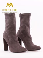 Elegantní šedé boty se širokým podpatkem 6049-5
