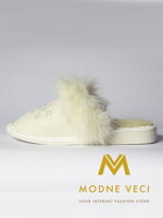 Dámské kožené papuče- bílá vločka model 20
