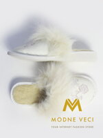 Dámské kožené papuče- bílá vločka model 20