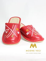 Dámské kožené papuče model 33 červené