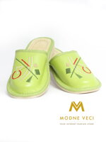 Dámské kožené papuče model 34 zelené