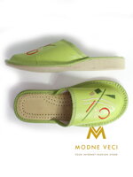 Dámské kožené papuče model 34 zelené