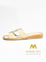 Dámské kožené papuče model 4 béžová přezka