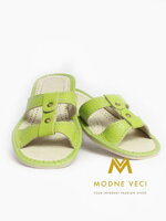 Dámské kožené papuče model 6 zelená přezka