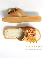 Dámské kožené papuče -model 58 hnědý květ