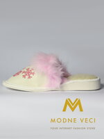 Dámské kožené papuče růžová vločka- model 21
