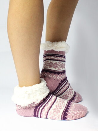 Dětské termo protiskluzové ponožky světle-fialové vzor 14