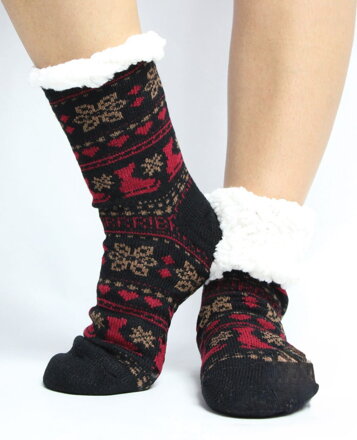 Dámské vánoční ponožky brusle EJ-201 černá