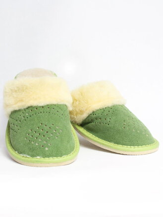 Dámské kožené papuče Model 16 zelené