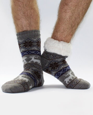 Pánské termo ponožky - protiskluzové 13 Sobík světle šedé