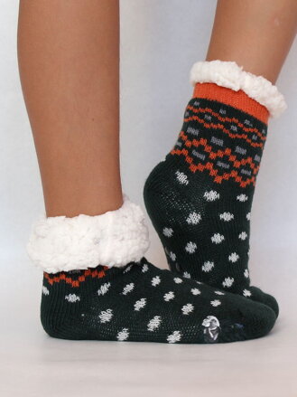 Úžasné dětské teplé ponožky- protiskluzové tmavě-zelené 1