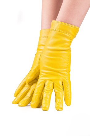Dámské kožené rukavice - žluté