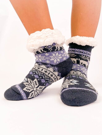 Teplé dětské ponožky sobík + vločka tmavě-modré