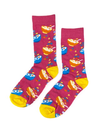 Dámské ponožky v růžové barvě s potiskem