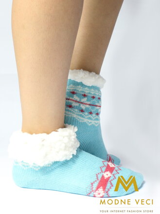Dětské termo ponožky protiskluzové-tyrkysové 12