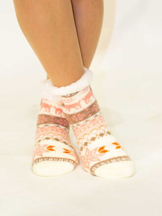 Úžasné dětské teplé ponožky Vánoční zázrak béžovo-lososové