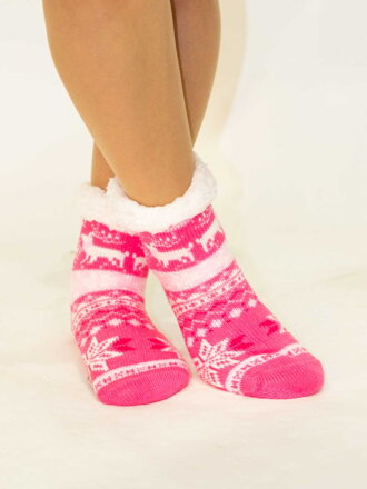 Úžasné dětské teplé ponožky Vánoční zázrak růžovo-bílé