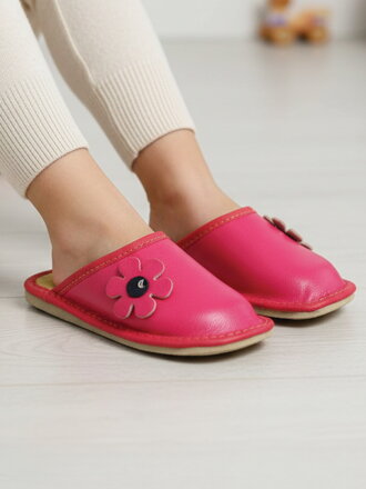 Dětské bačkůrky kožené, růžové 01