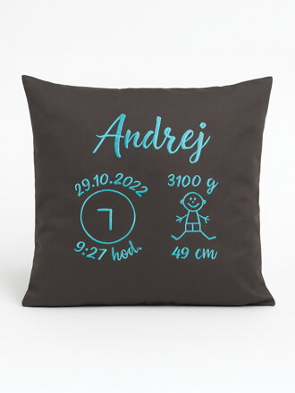 Vyšívaný polštář k narození dítěte