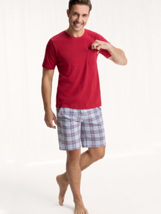 Pánské kraťasové pyžamo v červené barvě