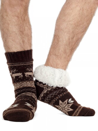 Pánské termo ponožky - protiskluzové 18 Sobík tmavě hnědé