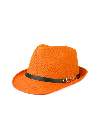 Pánský extravagantní klobouk v oranžové barvě 18-79