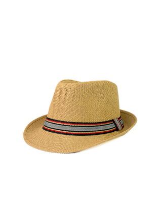 Pánský slaměný klobouk v hnědé barvě 2-08