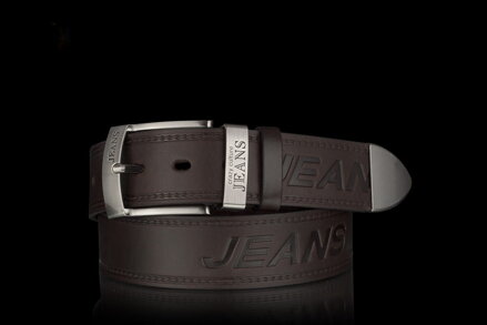 Kožený JEANS pánský pásek v tmavě hnědé barvě 4cm