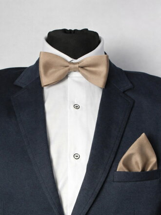 Pánský motýlek s kapesníčkem do saka cappuccino 71