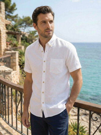 Pánská lněná košile BUFFON bílá 