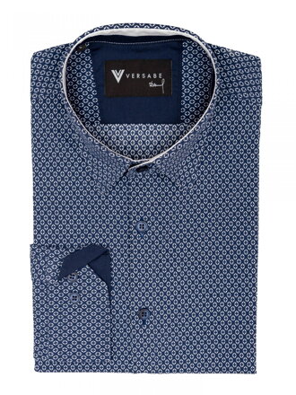 Pánská košile VS-PK-1904 tmavě modrá s bílým vzorem