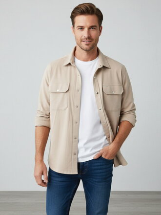 Pánská košilová bunda VSB CASUAL béžová