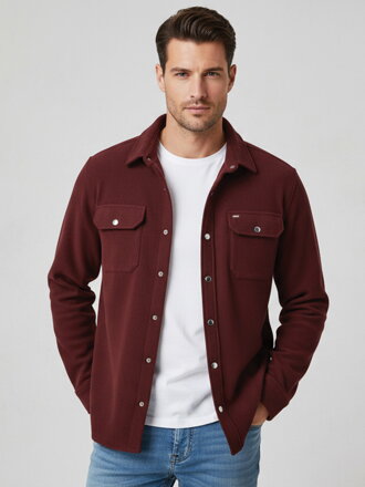 Pánská košilová bunda bordó VSB CASUAL