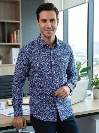 Pánská košile 24-021 se zajímavým modrým vzorem