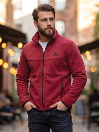 Pánská bordó mikina na zip TOMMY LIFE