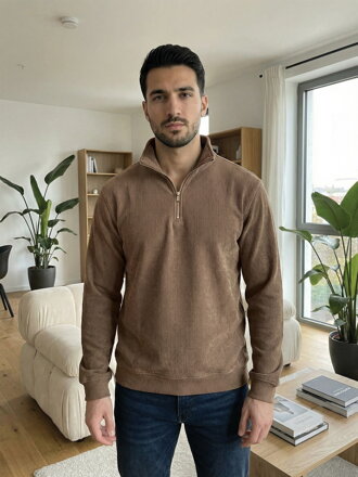 Pánský vroubkovaný svetr se zipem