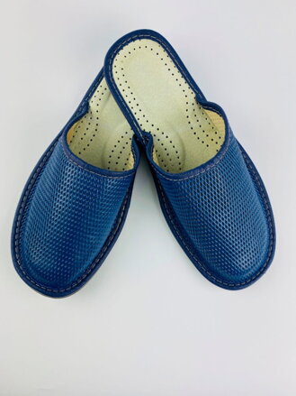 Pánské kožené papuče v tmavě-modré barvě 17C