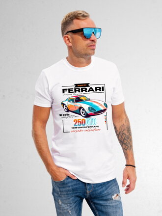 Pánské bílé tričko s potiskem VSB FERRARI
