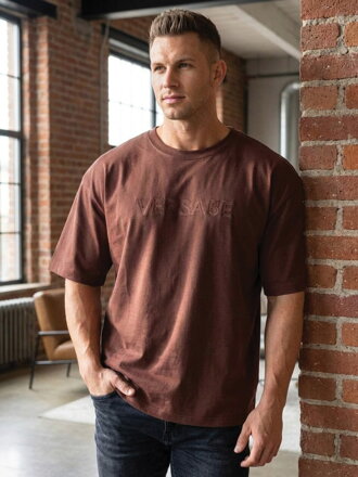 Pánské oversize tričko VERSABE v čokoládové barvě