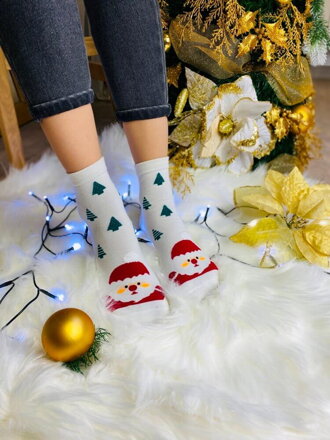 Vánoční ponožky stromek bílé