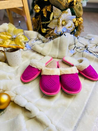 Vánoční set pantoflí pro mamku a dceru růžové zateplené14